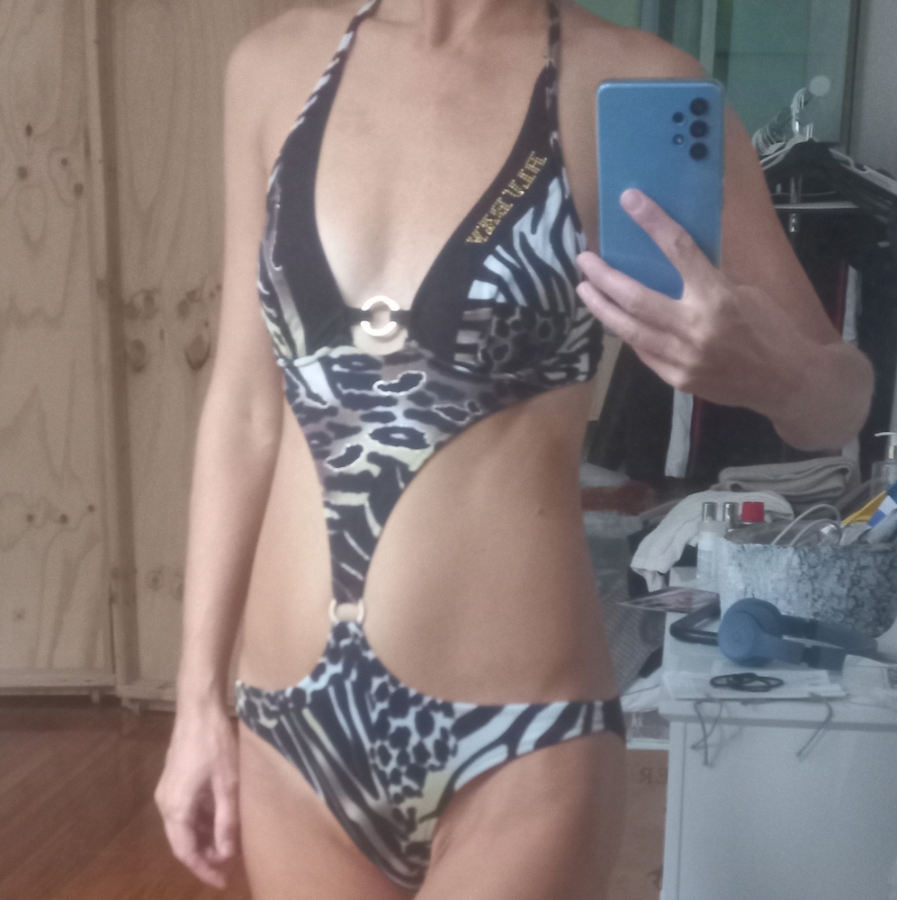 Blubay one piece black animal print swimsuit